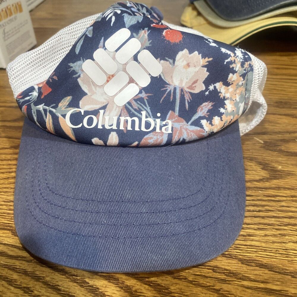 Columbia Trucker Hat Adult Adjustable White‎ Floral Outdoors Hiking Mesh
